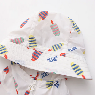 GIRL'S PRINTED HOODED WINDBREAKER