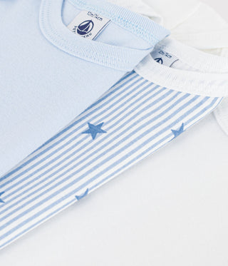 BABY UNISEX SHORT-SLEEVED STAR PRINT COTTON BODIES - 3-PACK