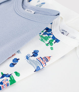 BABY UNISEX SHORT-SLEEVED BODIES IN PARIS PRINT COTTON - 3-PACK