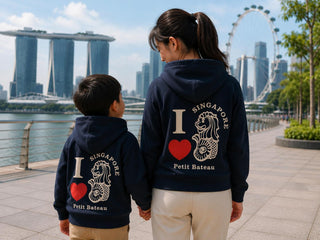 SINGAPORE EXCLUSIVE CHILDREN AND ADULT COTTON HOODED SWEATSHIRT