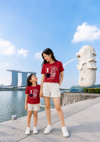 SINGAPORE EXCLUSIVE CHILDREN AND ADULT COTTON T-SHIRT
