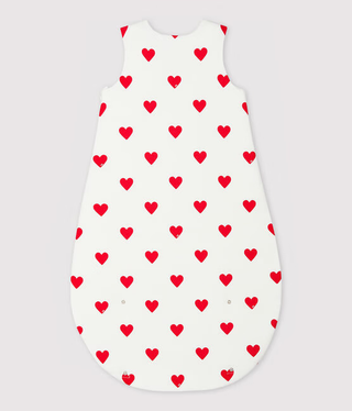 NEWBORN BABY UNISEX ORGANIC COTTON SLEEPING BAG - ICONIC HEART PRINT