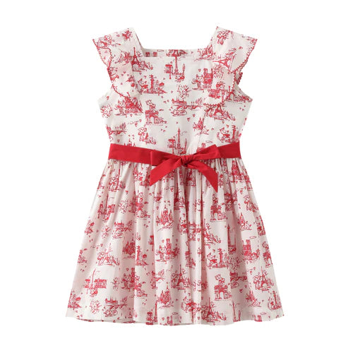 GIRLS' SLEEVELESS PARIS THEME PRINTED DRESS