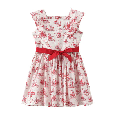 GIRLS' SLEEVELESS PARIS THEME PRINTED DRESS