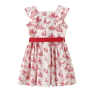 GIRLS' SLEEVELESS PARIS THEME PRINTED DRESS