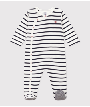 BABY BOY'S ORGANIC COTTON FOOTED SLEEPSUIT