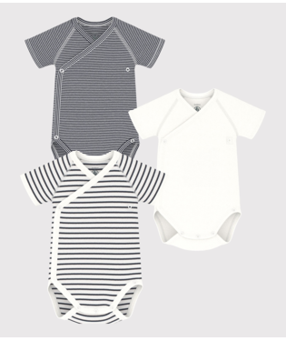 BABY BOY'S ORGANIC COTTON WRAPOVER BODYSUIT - 3-PACK