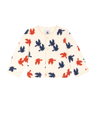 BABIES' BIRD PRINT COTTON CARDIGAN