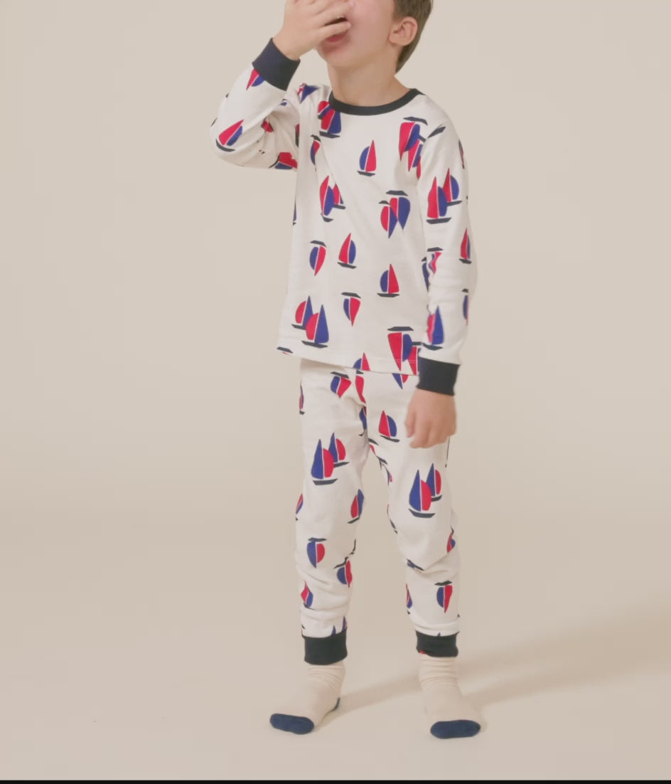 CHILDREN'S BOAT PRINT COTTON PYJAMAS