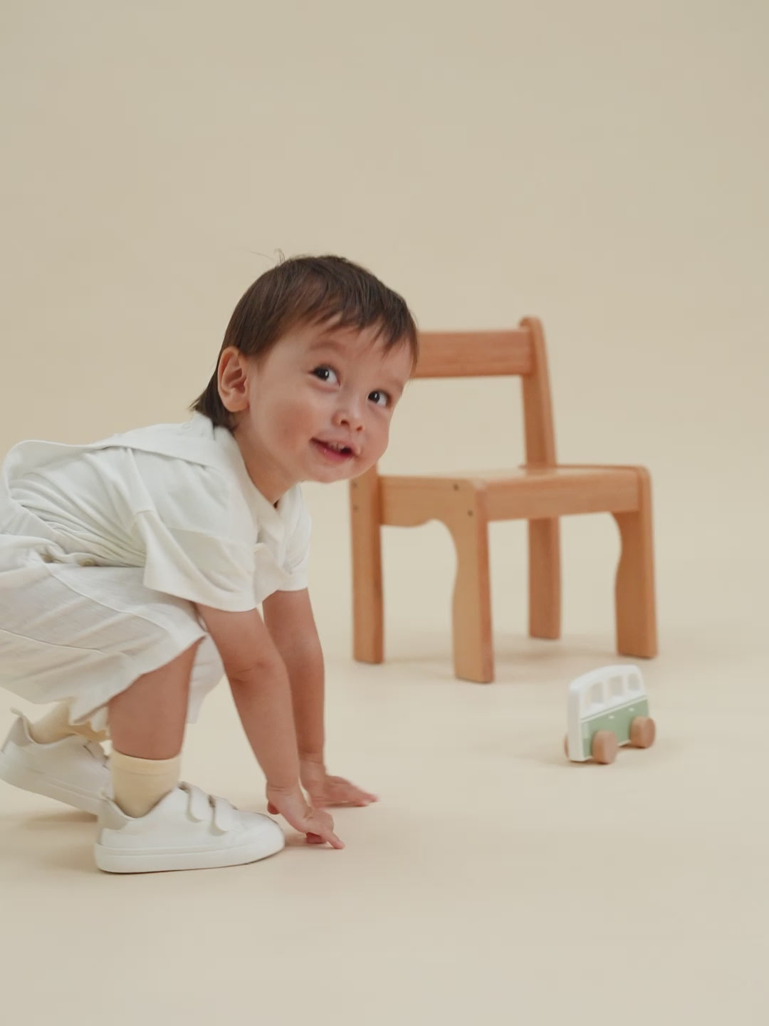 BABIES' SHORT LINEN DUNGAREES