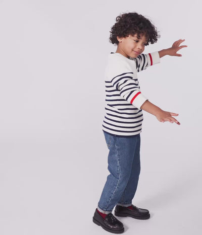 CHILDREN'S STRIPY JUMPER IN WOOL AND COTTON