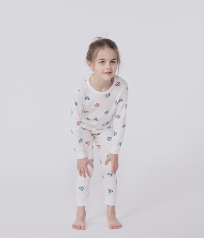 CHILDREN'S LONG SLEEVES COTTON PYJAMAS WITH HEART PRINT