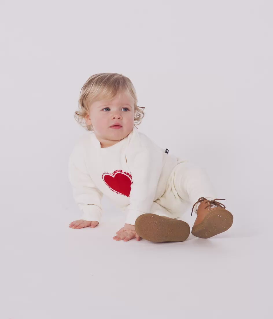 BABIES' HEART PATTERNED COTTON SWEATSHIRT