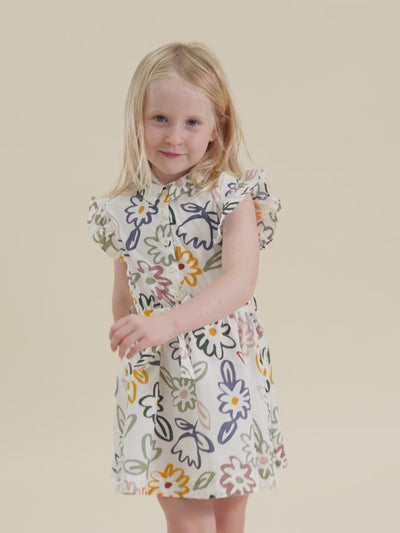 GIRLS' SLEEVELESS PRINTED POPLIN DRESS