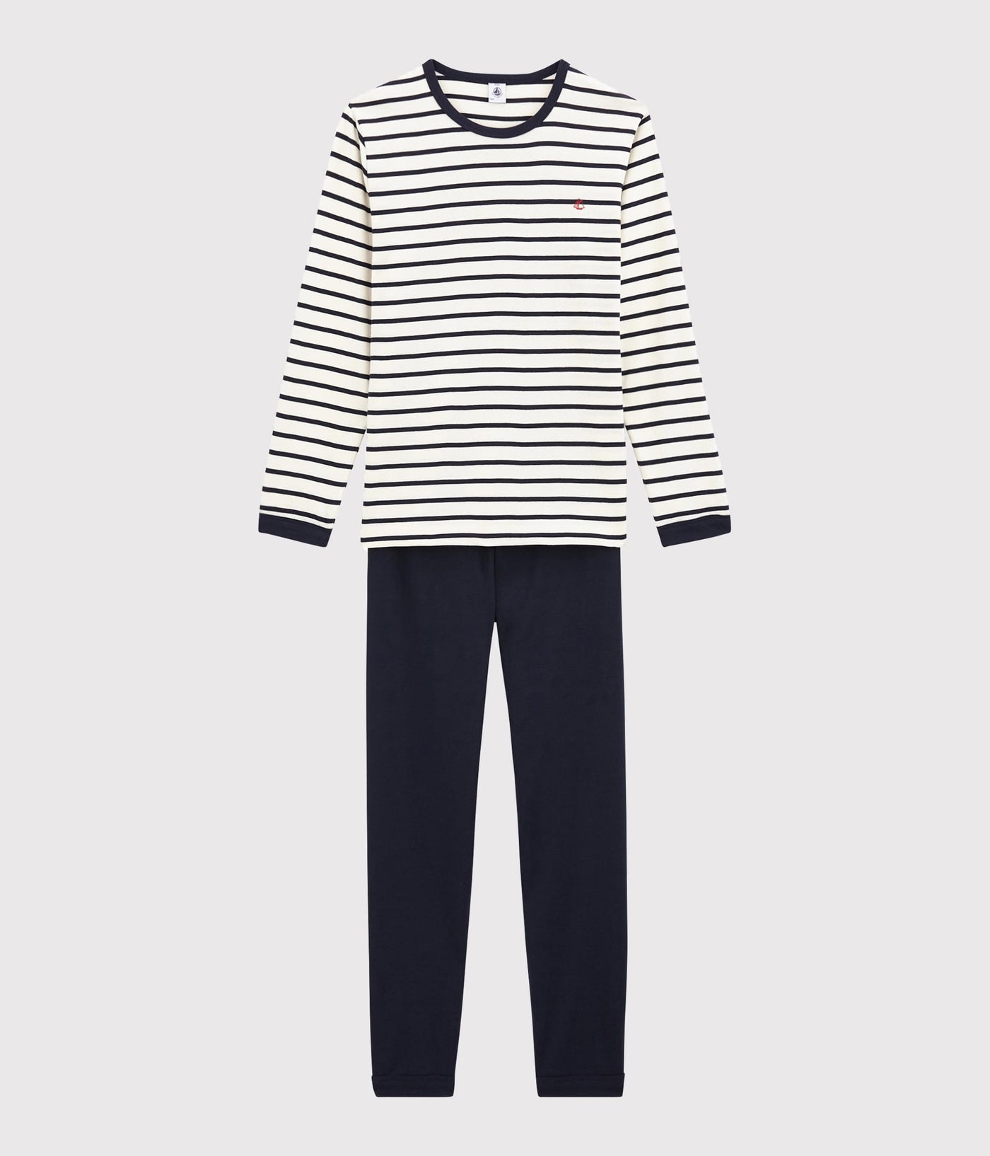 UNISEX RIB KNIT PYJAMAS WITH SAILOR STRIPES