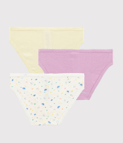 GIRLS' COTTON AND LINEN BLEND FLORAL KNICKERS - 3-PACK