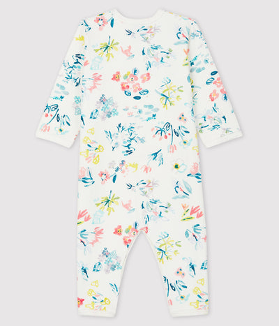 BABY GIRLS' FLORAL TUBE-KNIT FOOTLESS SLEEPSUIT