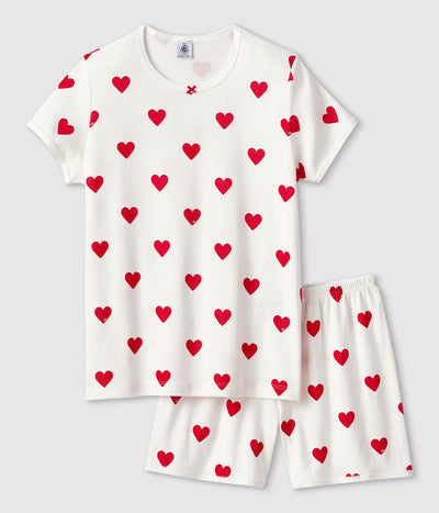 BIG GIRLS' HEART PATTERNED COTTON SHORT PYJAMAS (SIZES 14Y TO 18Y)