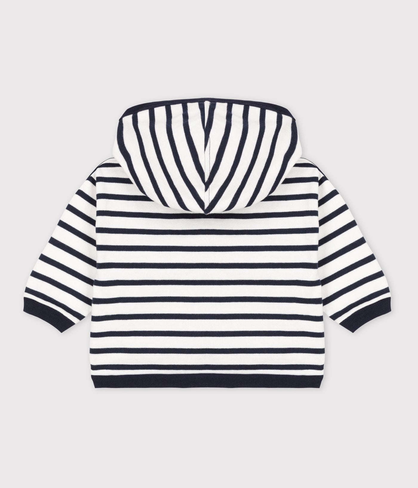 Petit Bateau SWEATSHIRT MADE OF THICK JERSEY THAT'S SOFT AND COMFY FOR BABY TO WEAR.<br>Features the brand's iconic sailor stripes.<br>Has a hood for an on-trend sportswear look.<br>Handy zip for getting baby dressed.<br>Made from organic cotton guaranteed as being grown using eco-friendly techniques and free from GMOs.<br>Petit Bateau is reducing its environmental impact through this cotton.