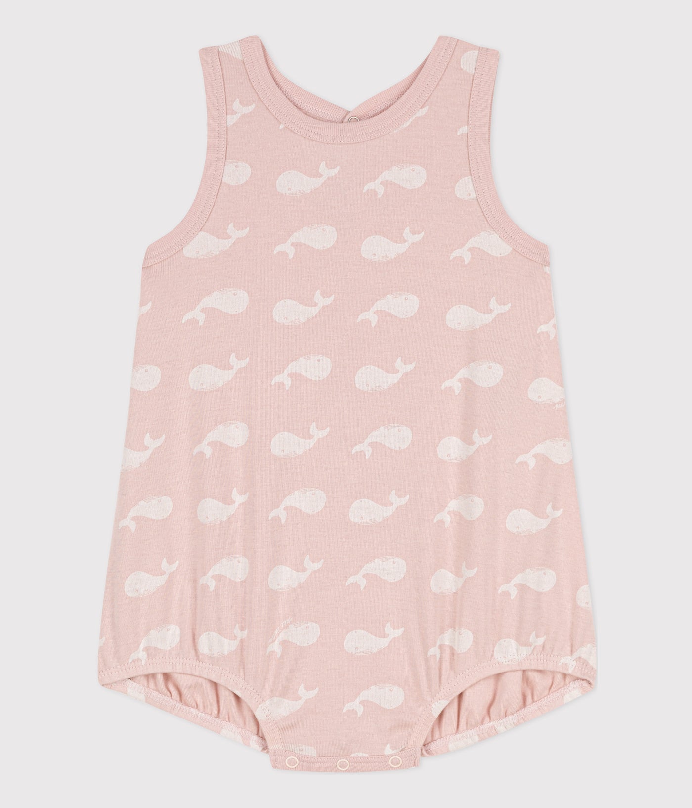 BABIES' COTTON PINK WHALE PLAYSUIT