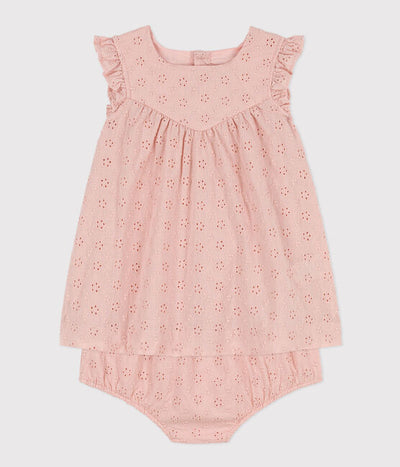 BABIES' BRODERIE ANGLAISE DRESS WITH BLOOMERS