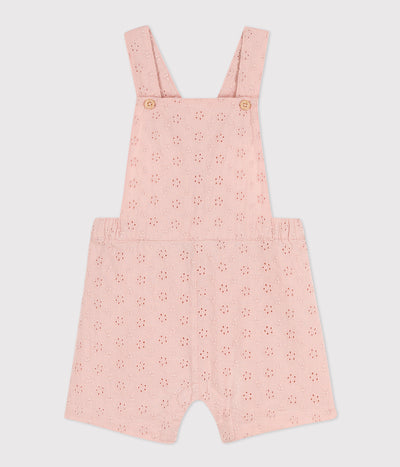 BABIES' BRODERIE ANGLAISE DUNGAREE SHORTS