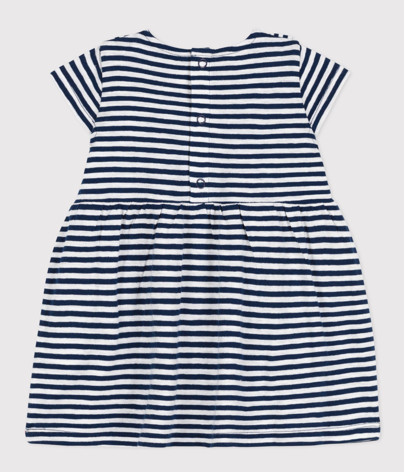 BABIES' STRIPED SHORT-SLEEVED SLUB JERSEY DRESS - Main Image