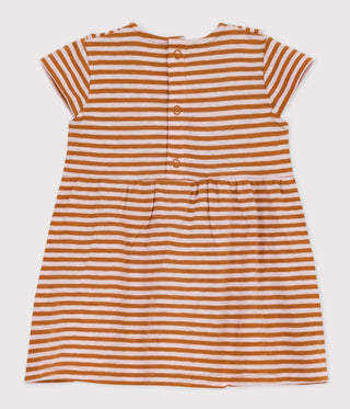 BABIES' STRIPED SHORT-SLEEVED SLUB JERSEY DRESS