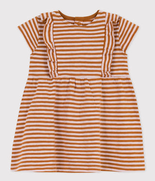 BABIES' STRIPED SHORT-SLEEVED SLUB JERSEY DRESS