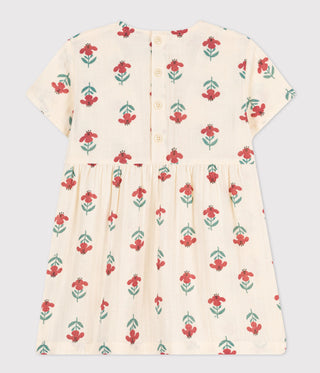 BABIES' SHORT-SLEEVED COTTON GAUZE PATTERNED DRESS