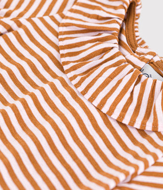 BABY GIRL'S STRIPED SHORT-SLEEVED COTTON JERSEY BLOUSE