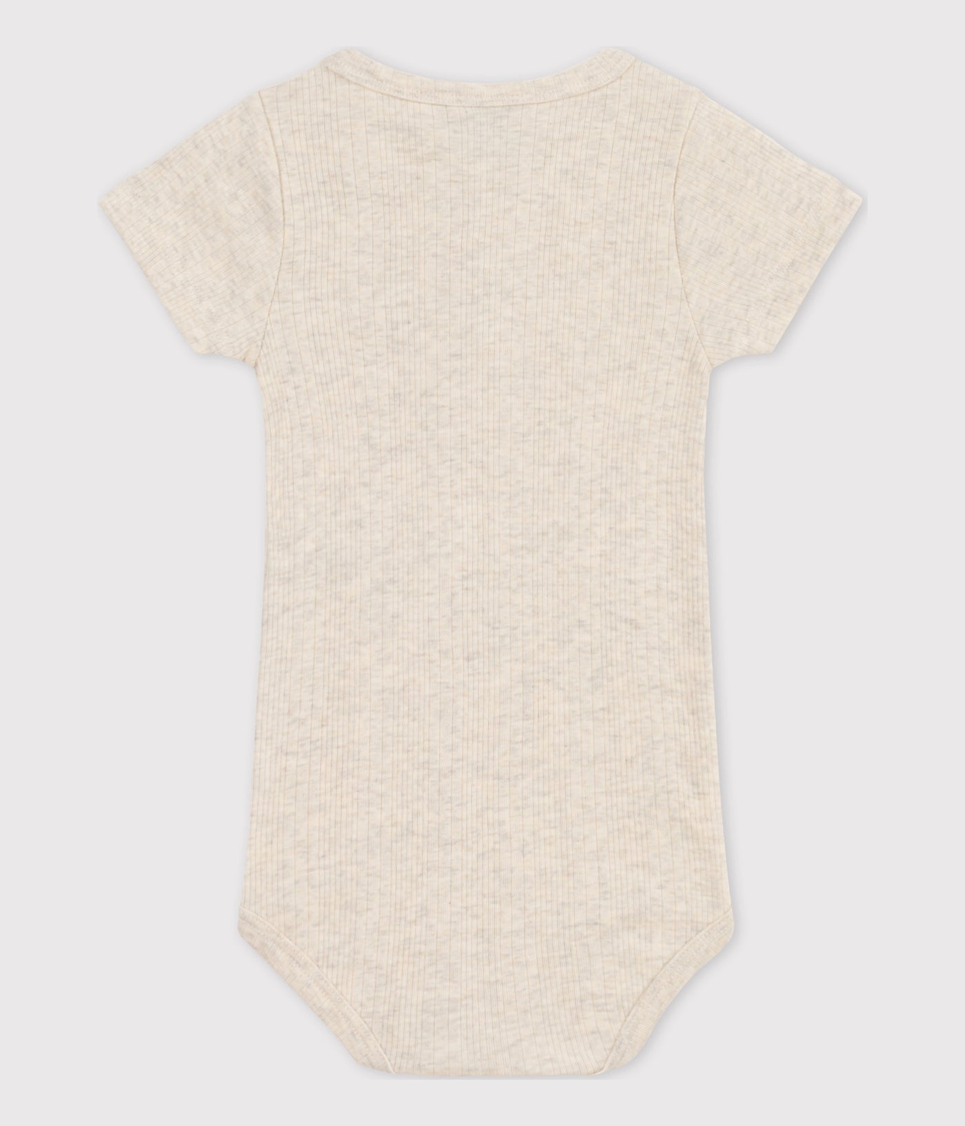 BABIES' SHORT-SLEEVED COTTON BODYSUIT WITH HENLEY NECK