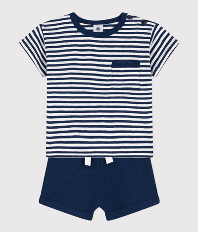 BABIES' SLUB JERSEY AND COTTON OUTFIT SET