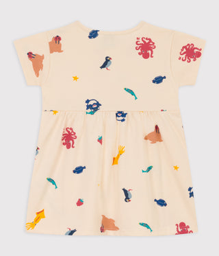 BABIES' PATTERNED JERSEY SHORT-SLEEVED DRESS