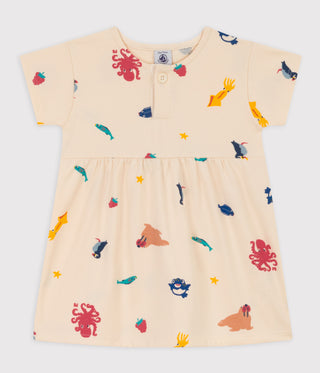 BABIES' PATTERNED JERSEY SHORT-SLEEVED DRESS