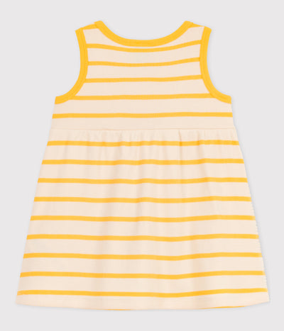 BABIES' SLEEVELESS STRIPED RIB-KNIT DRESS