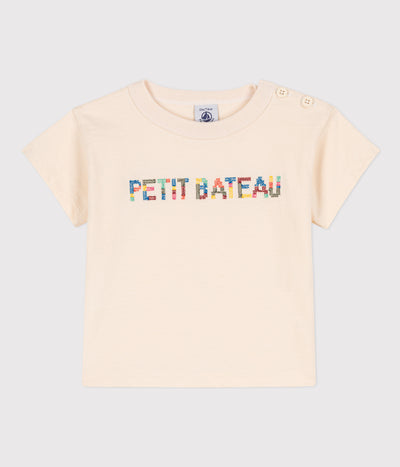 BABIES' EMBROIDERED SHORT-SLEEVED JERSEY T-SHIRT