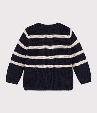 BABIES' STRIPY KNITTED COTTON CARDIGAN