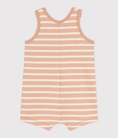 BABIES' SLEEVELESS THICK STRIPED JERSEY PLAYSUIT