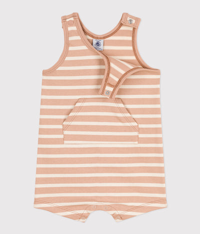 BABIES' SLEEVELESS THICK STRIPED JERSEY PLAYSUIT