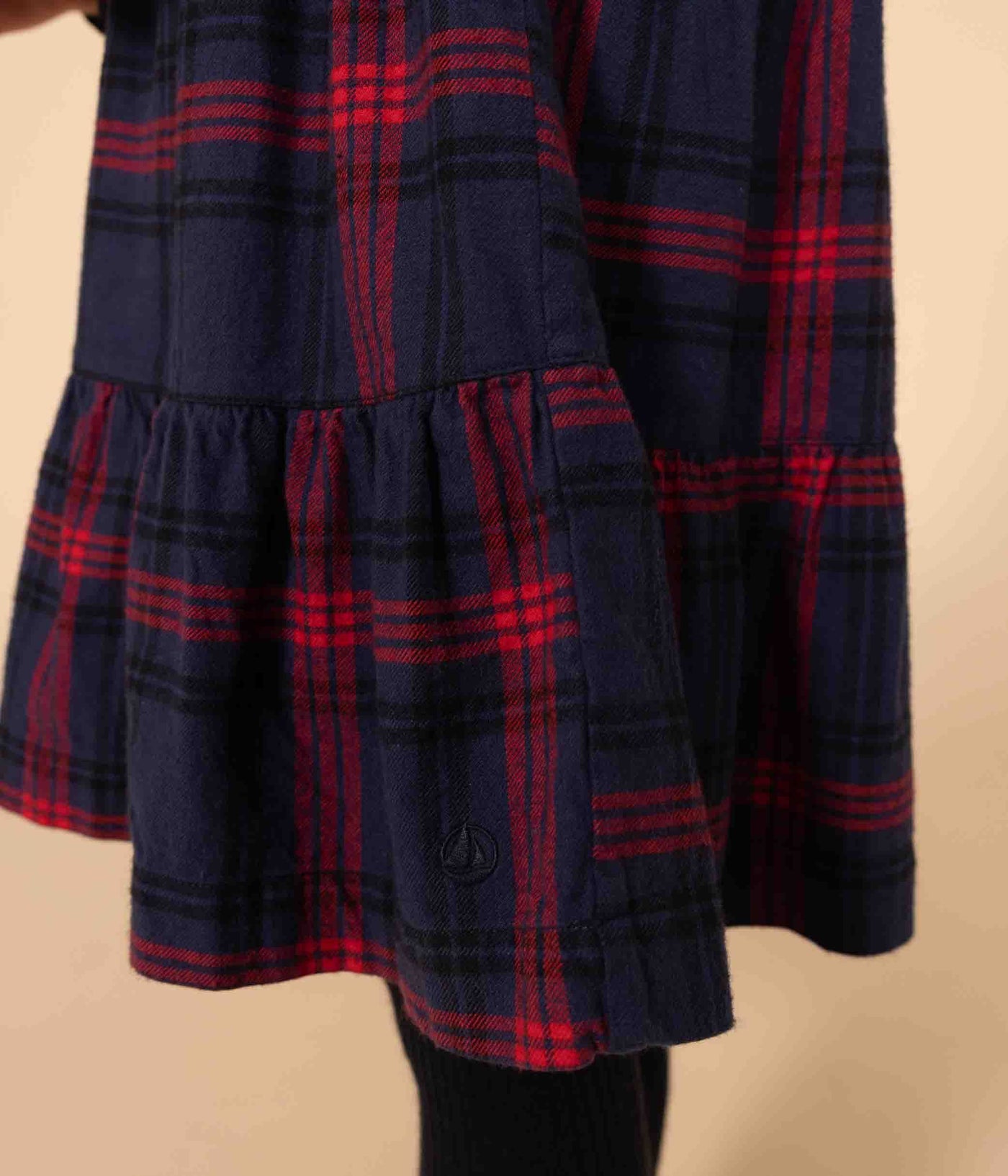 GIRLS' LONG-SLEEVED CHECKED DRESS IN CHECKED COTTON FLANNEL