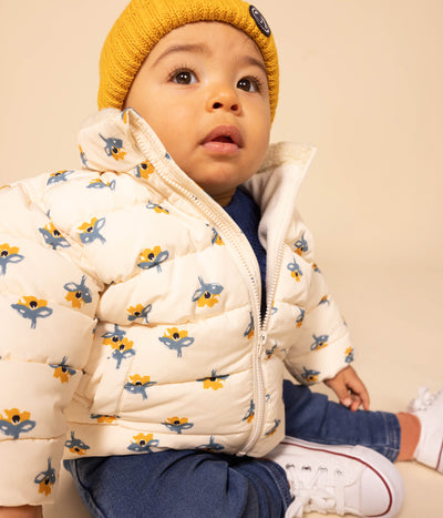 BABIES' PATTERNED PUFFER JACKET WITH RETRACTABLE HOOD