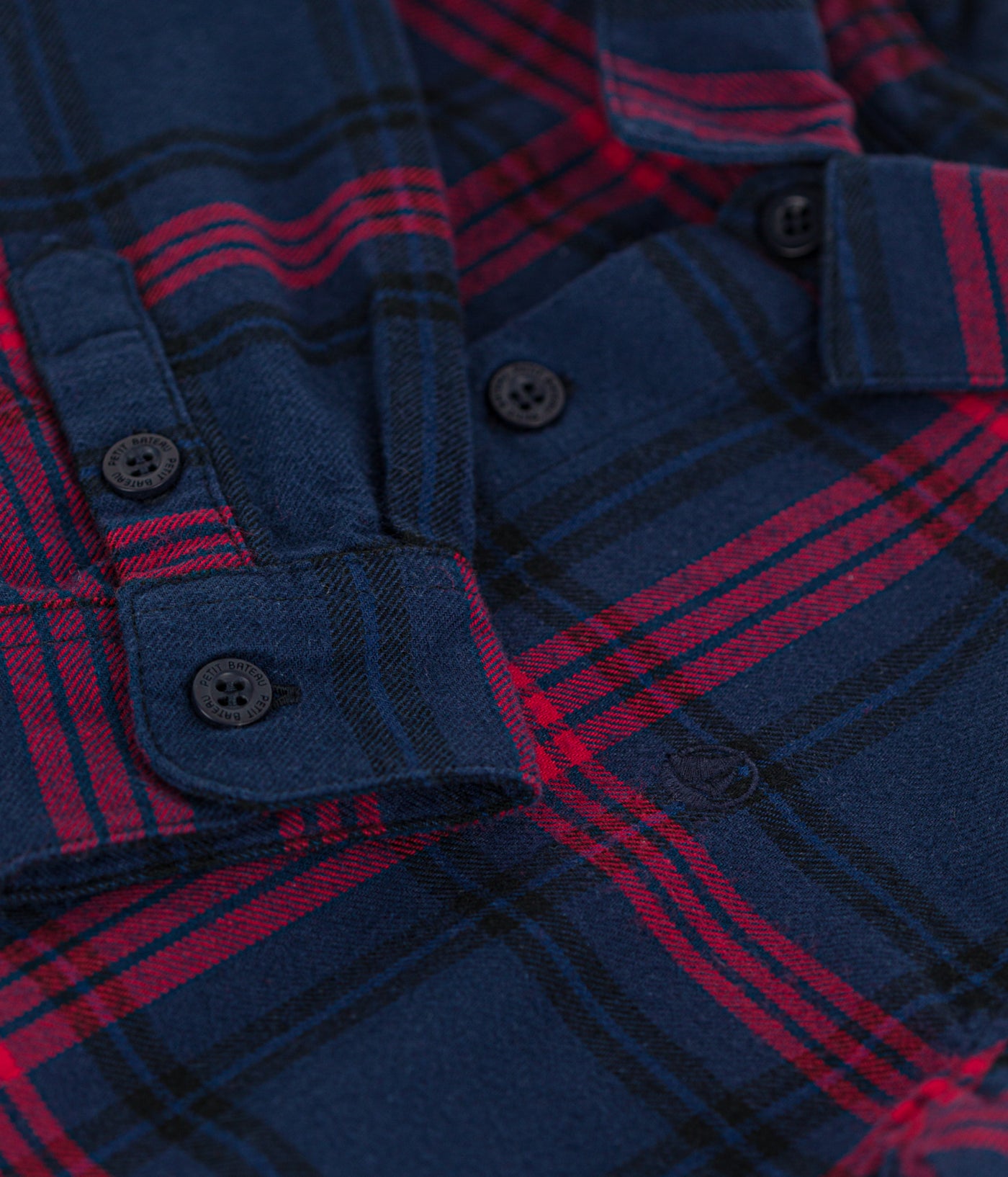 BOYS' CHECKED COTTON FLANNEL SHIRT