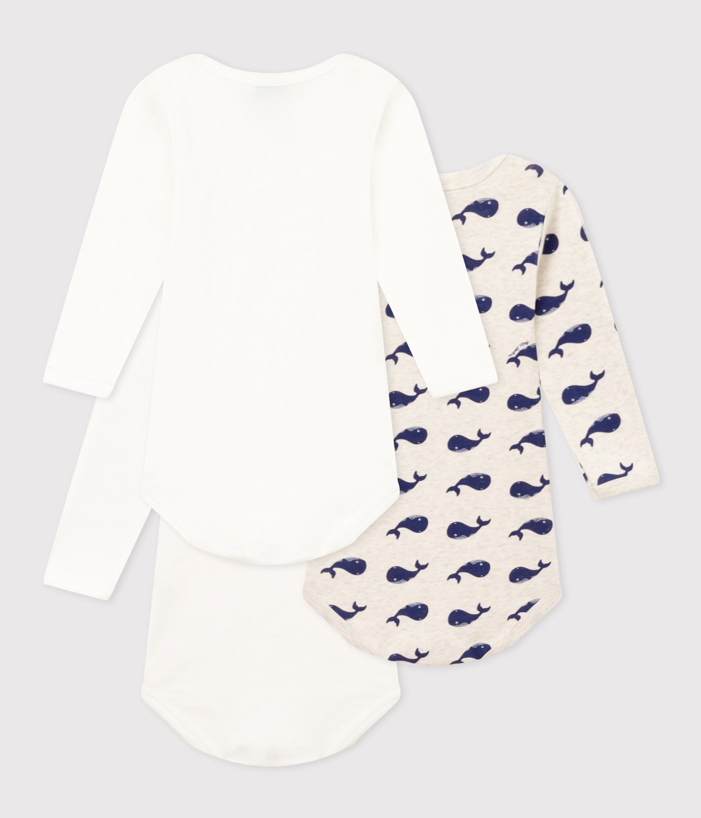 BABIES' LONG-SLEEVED COTTON WHALE THEMED BODYSUITS - 3-PACK