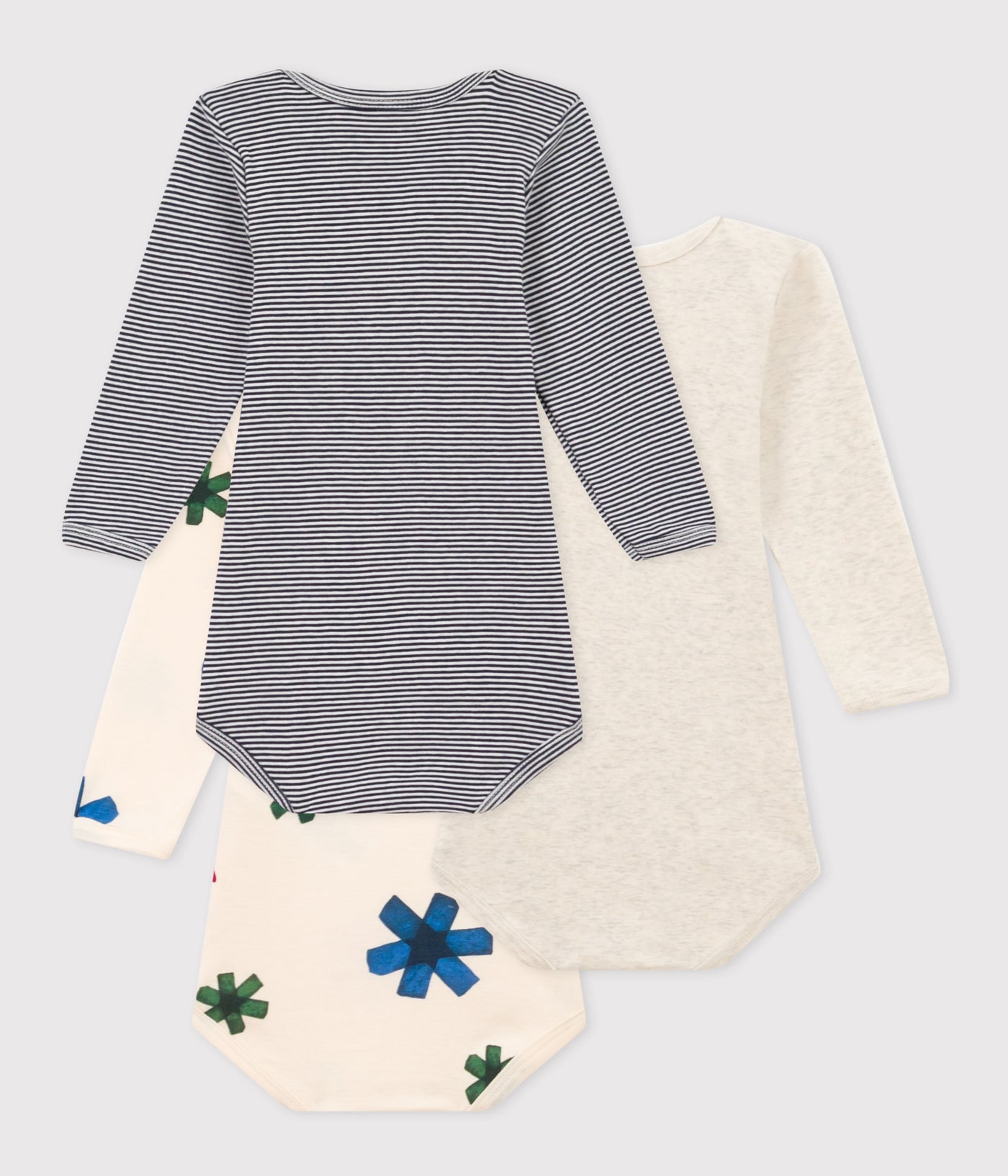 BABIES' STARRY LONG-SLEEVED COTTON BODYSUITS - 3-PACK