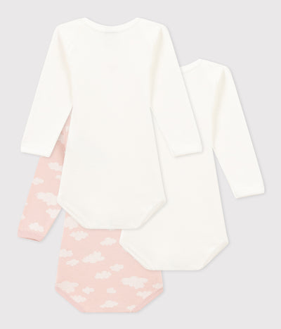LONG-SLEEVED COTTON CLOUD THEMED BODYSUITS - 3-PACK