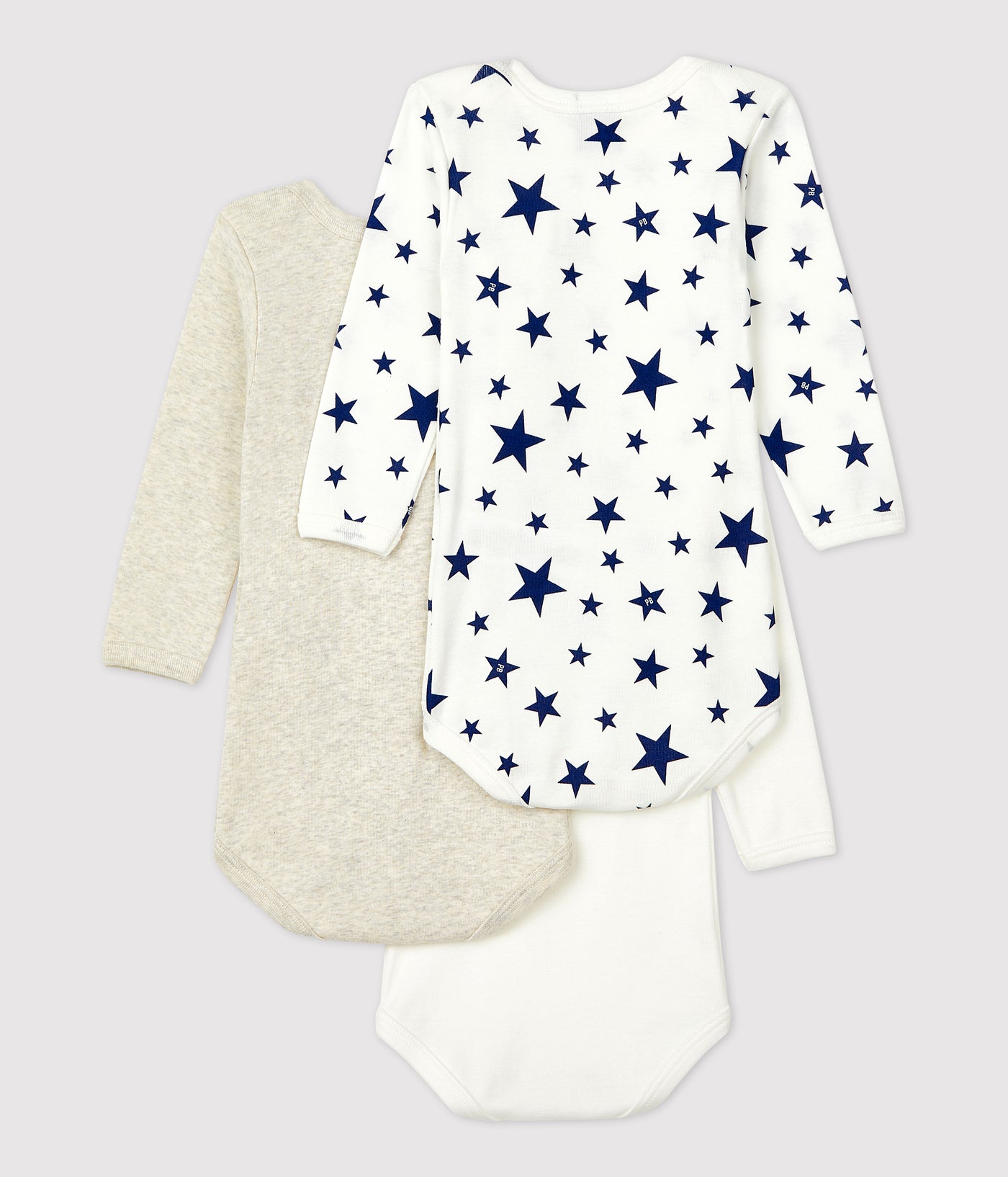 STARRY LONG-SLEEVED COTTON BODYSUITS - 3-PACK