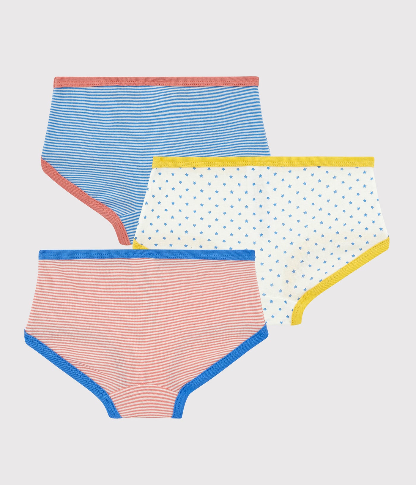GIRLS' PINSTRIPED ORGANIC COTTON KNICKERS - 3-PACK