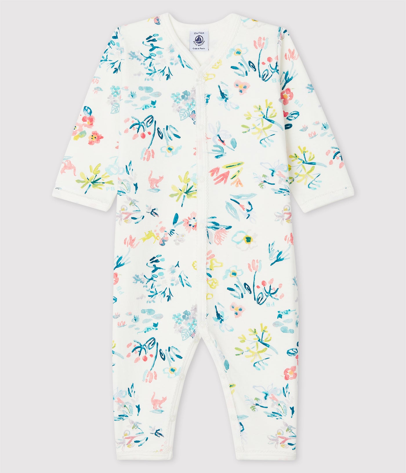 BABY GIRLS' FLORAL TUBE-KNIT FOOTLESS SLEEPSUIT