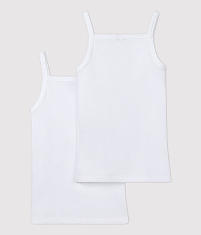GIRLS' WHITE STRAPPY TOPS - 2-PACK